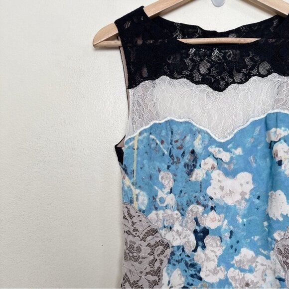 BCBGMAXAZRIA Womens 6 Tahiti Blue Combo Provence Sleeveless Open-Back Gown Maxi - Picture 6 of 15